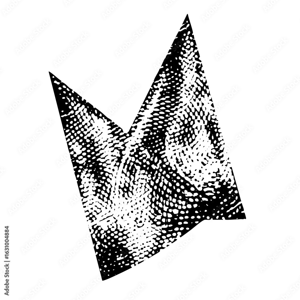 Poster vector abstract jagged shape with halftone texture.