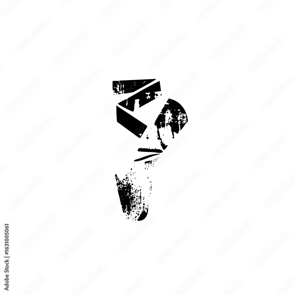 Poster vector abstract portrait of a person with fragmented facial features.