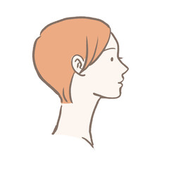 若い女性の横顔の手書きイラスト