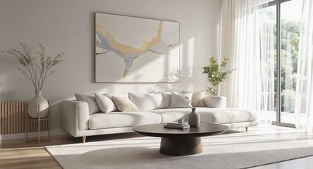 Modern Living Room Interior with Natural Light