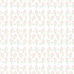 Seamless Pattern of Tiny Pink Floral Design