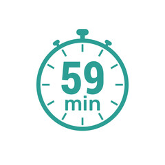 59 minute Timer, clock, icon vector stopwatch isolated icons.