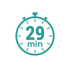 29 minute Timer, clock, icon vector stopwatch isolated icons.