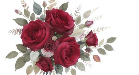 Naklejka premium Beautiful Red Roses Bouquet on White Background