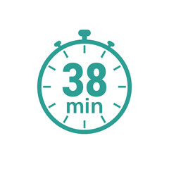 38 minute Timer, clock, icon vector stopwatch isolated icons.
