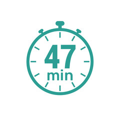 47 minute Timer, clock, icon vector stopwatch isolated icons.