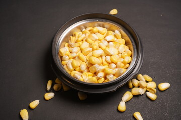 Sweet Corn : Corn kernels are small maize fruits containing a hard shell, dense starch-filled endosperm, and embryo germ essential for growth