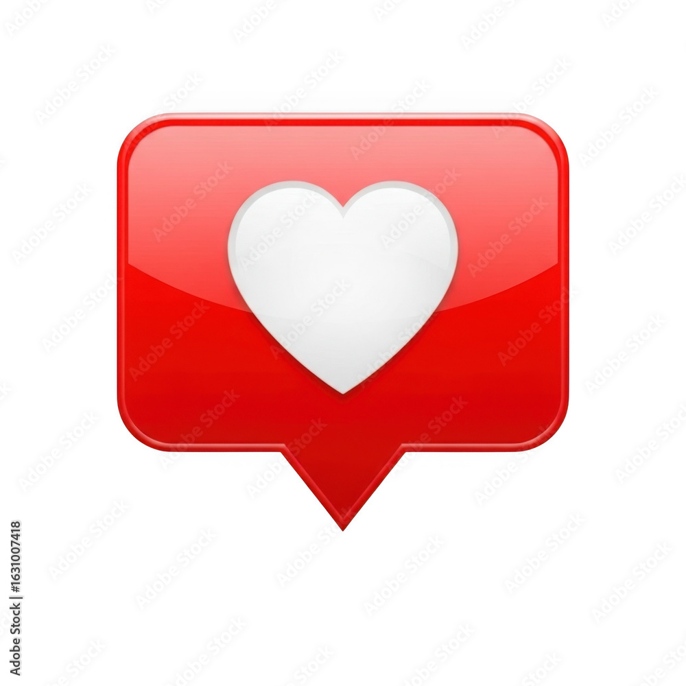 Poster red heart notification isolated on transparent background