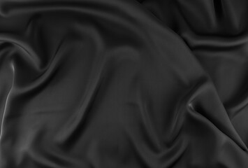 Black Crumpled Silk Texture Background