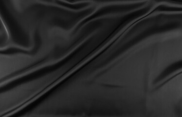 Black Crumpled Silk Texture Background