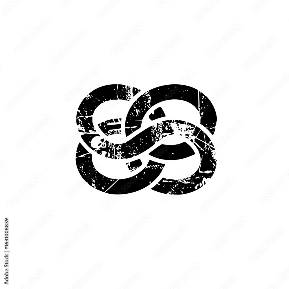 Poster vector interlocking black letterforms create a dynamic monogram.