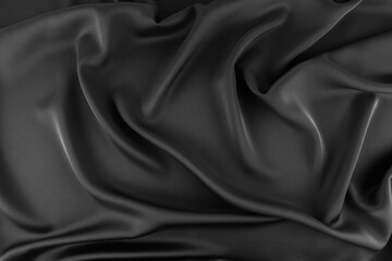 Black Crumpled Silk Texture Background