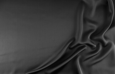 Black Crumpled Silk Texture Background