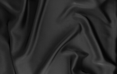 Black Crumpled Silk Texture Background