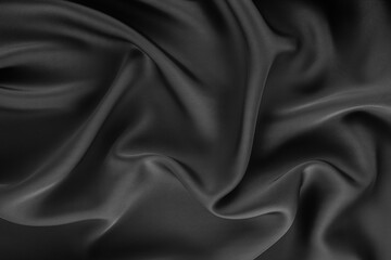 Black Crumpled Silk Texture Background