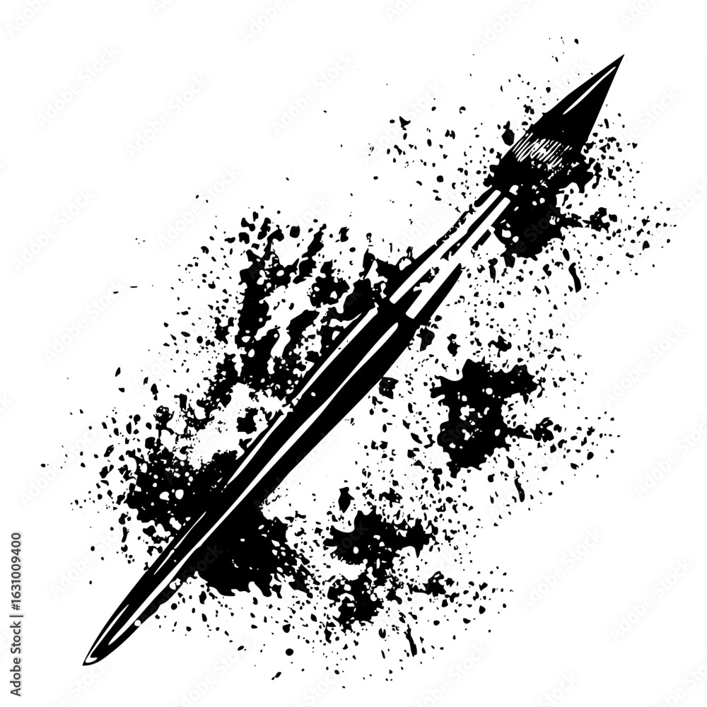 Poster vector dynamic arrow with splatter effect.
