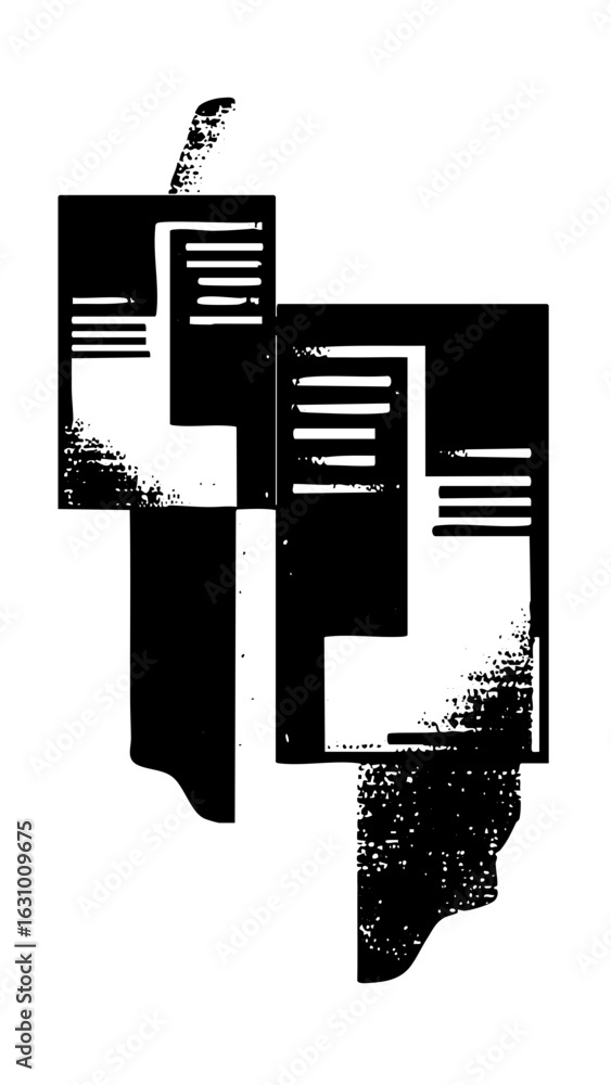 Poster vector abstract geometric composition with layered rectangles and linear details.