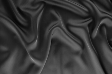 Black Crumpled Silk Texture Background