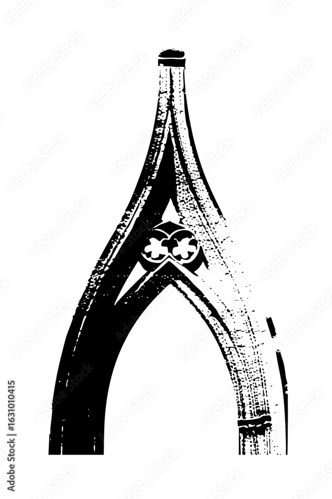 Poster vector gothic archway features detailed stonework and pointed apex.
