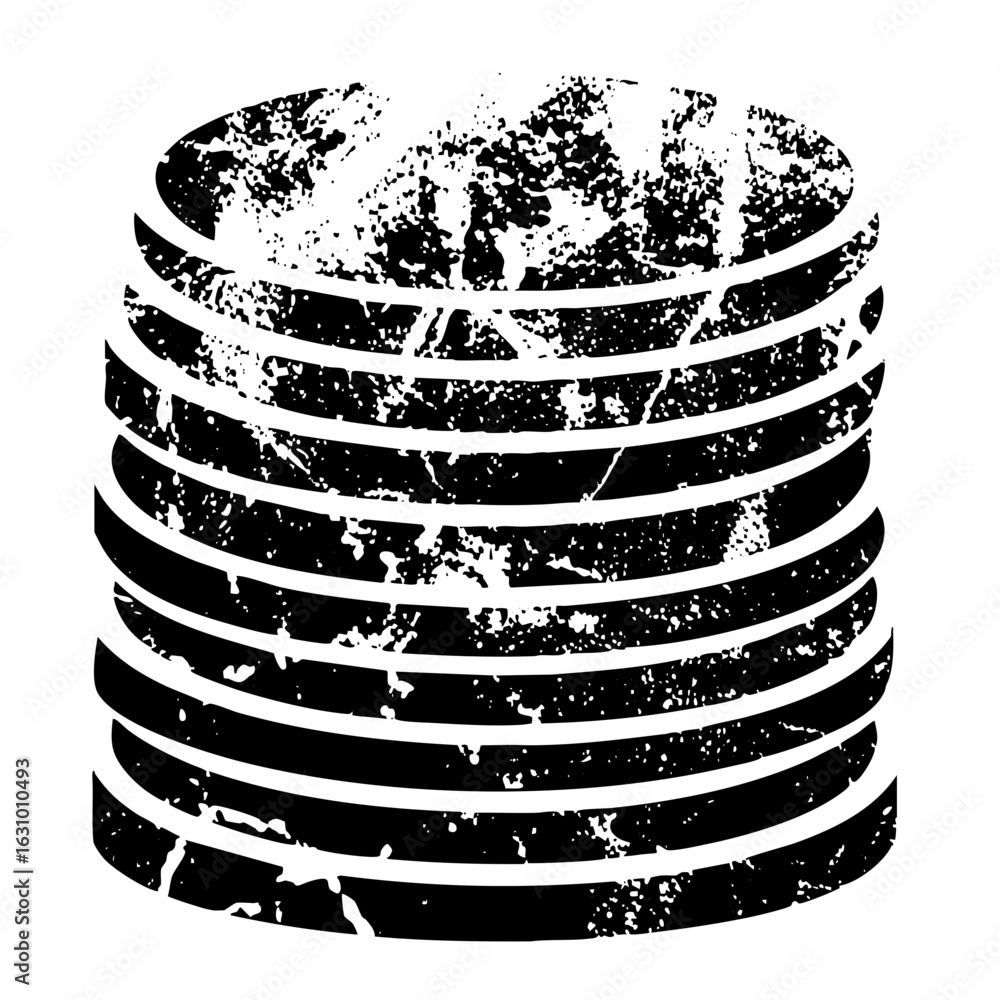 Poster vector stacked cylindrical layers create a textured abstract form.