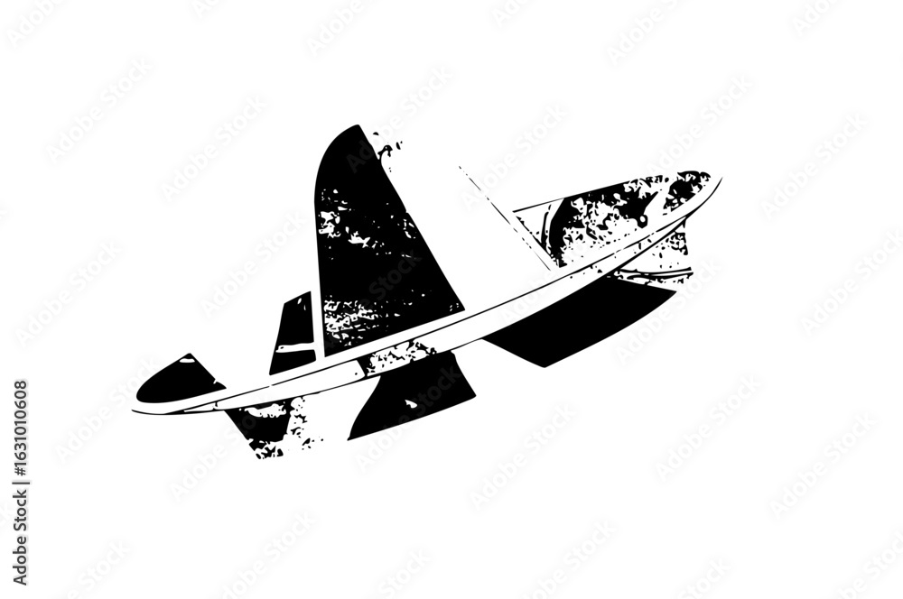 Poster vector abstract spaceship with geometric shapes and textured details.