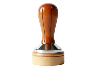 Wooden handled coffee tamper isolated on transparent background