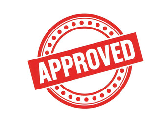 Red approved stamp seal isolated on transparent background