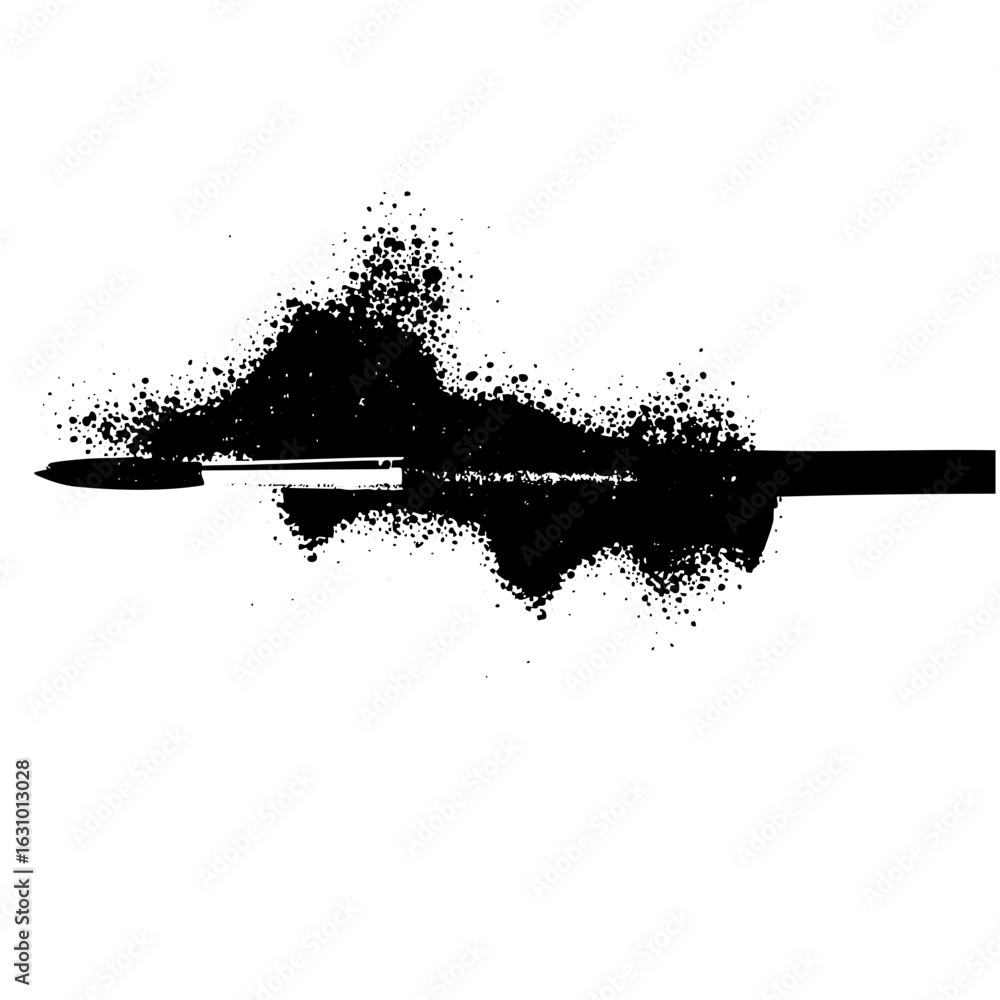 Poster vector abstract arrow breaking through a fragmented shape.