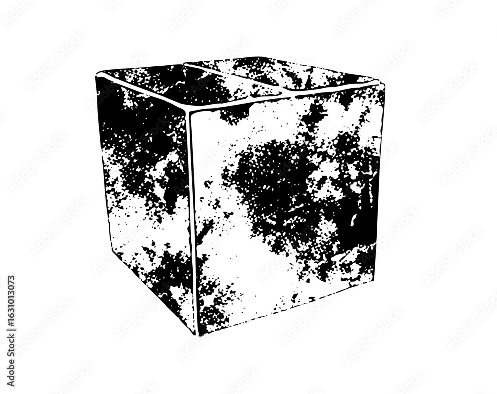 Aufkleber vector abstract geometric cube with textured surface.