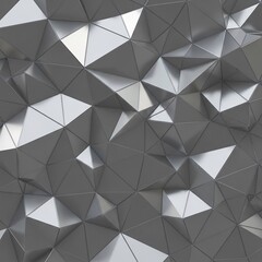 Obraz premium A modern, abstract background featuring a low-poly, metallic, triangular surface with reflective facets.