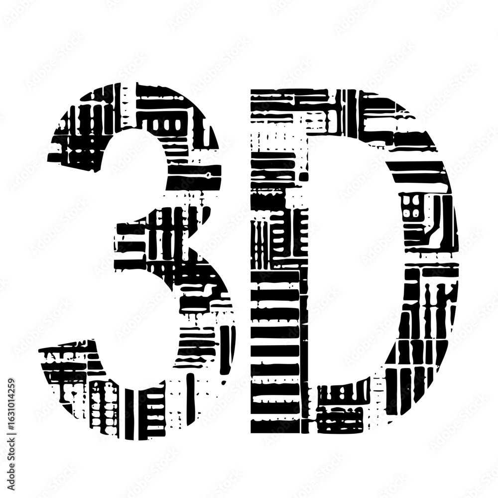 Poster vector abstract typographic featuring fragmented number nine.