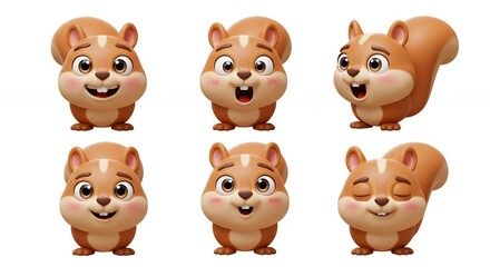 Obraz premium Cartoon squirrel characters expressions set