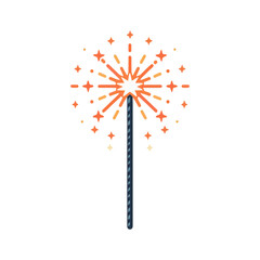 A stylized flat illustration of a sparkler or fireworks stick with a star on top. Ideal for websites or blogs about holidays, celebrations, parties, or festive events.

