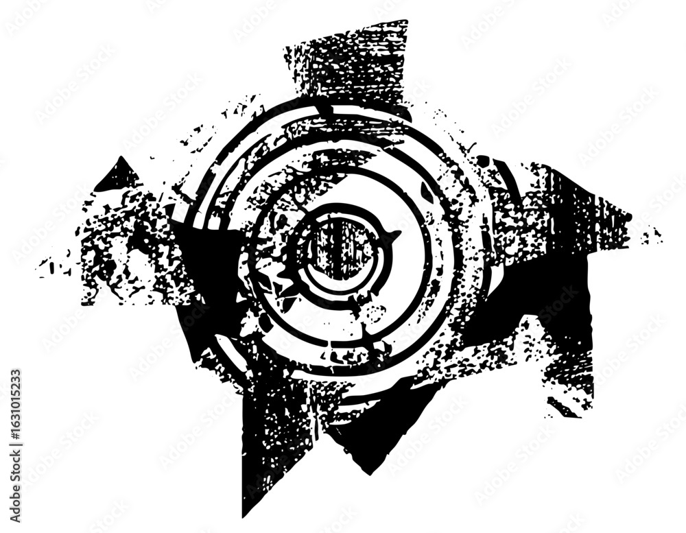 Poster vector abstract target with geometric shapes and distressed texture.