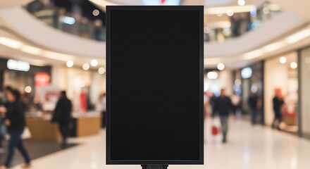 Obraz premium Blank Dark Billboard in Crowded Black Friday Mall
