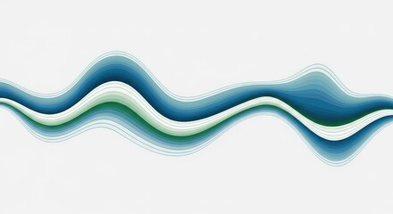 Fototapeta premium Abstract Wave Pattern in Shades of Blue and Green on White Background