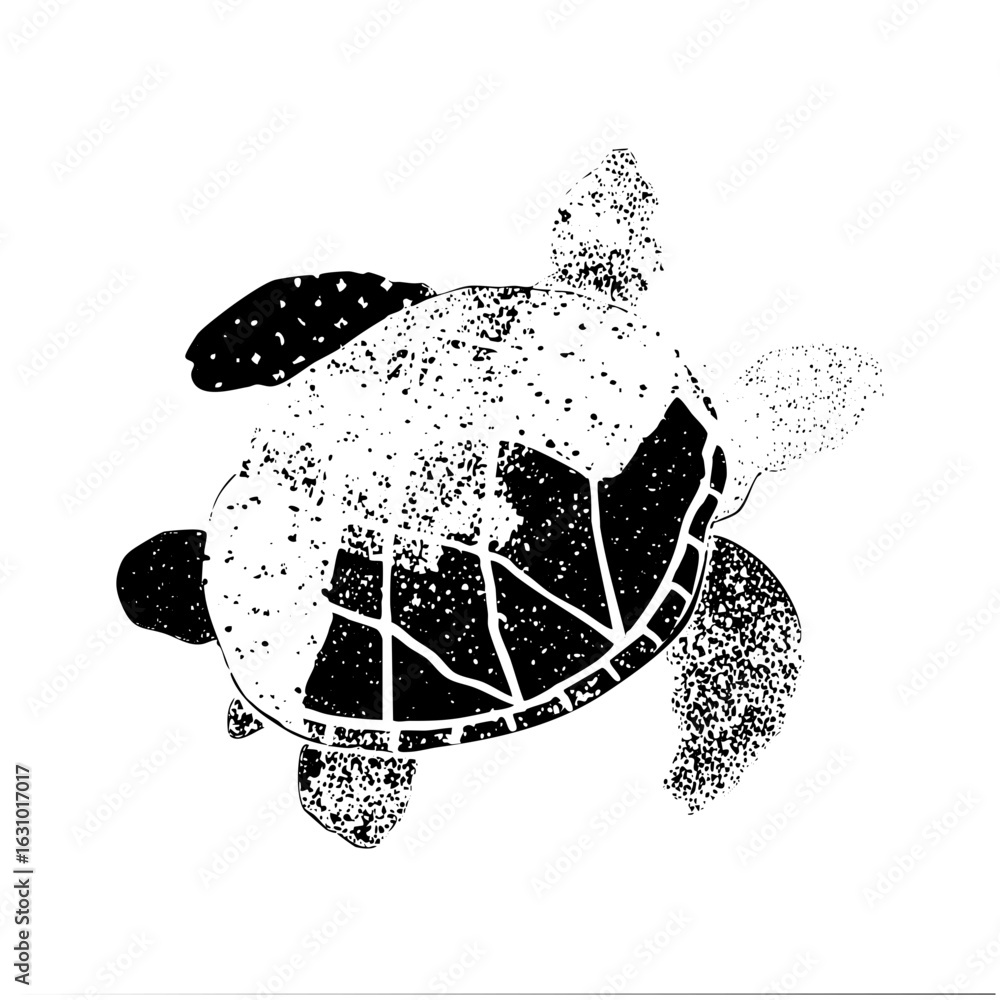 Poster vector abstract sea turtle with fragmented .