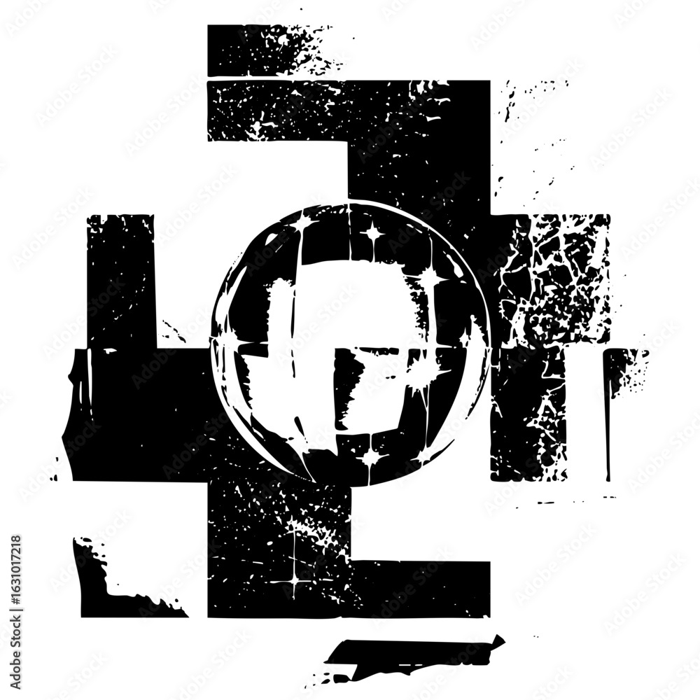 Aufkleber vector abstract globe with distressed cross elements.