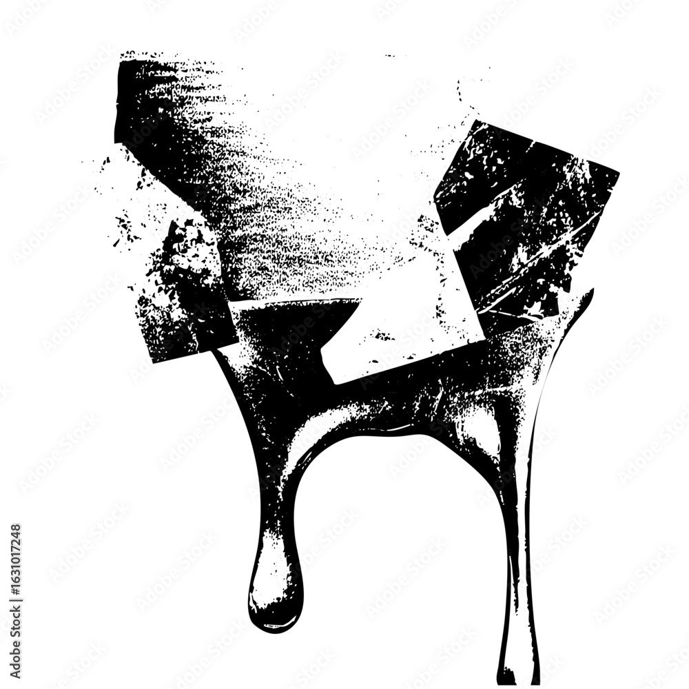 Poster vector abstract dripping shape with geometric elements
