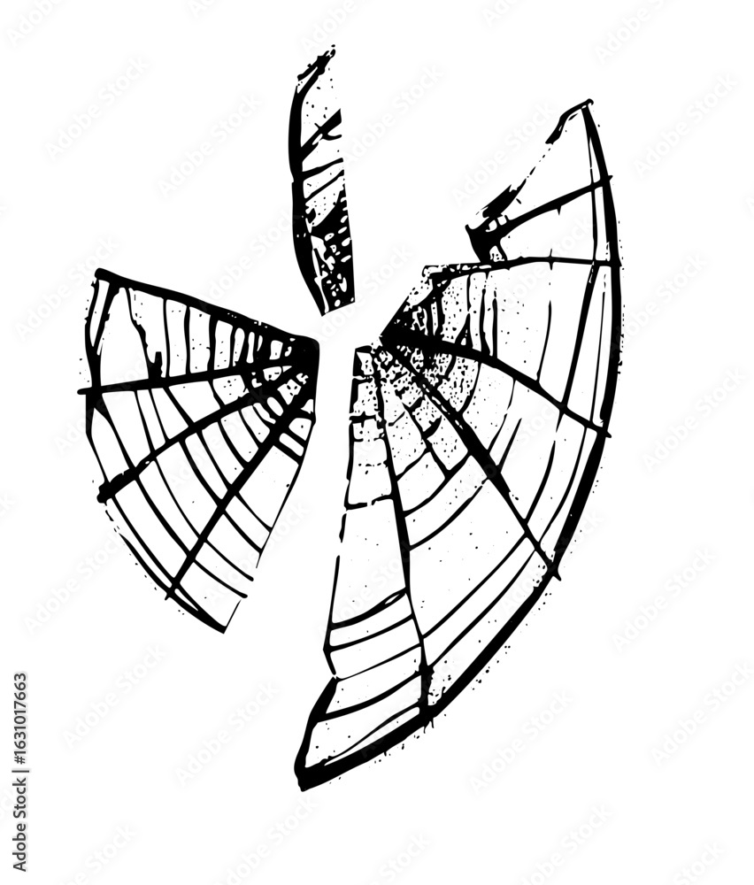 Poster vector fragmented circular diagram with radial lines .