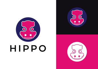 This is a hippo logo with a simple and modern style. This logo is suitable for zoos, animal cartoons, and such.