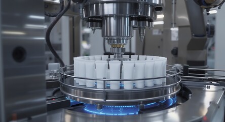 Automated Production Line Filling Tubes in Factory