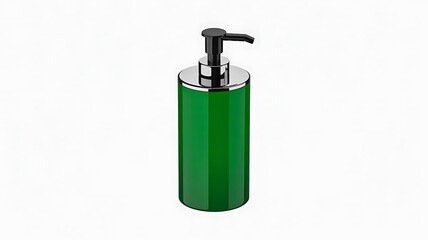 Obraz premium Green liquid dispenser bottle with black pump for soap or lotion isolated on white background