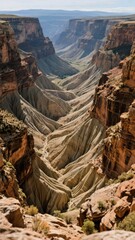 Grand Canyon's Majestic Layers and Eroded Rock Formations