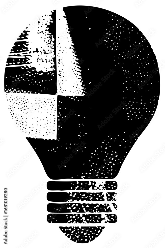 Poster vector halftone lightbulb with contrasting sections