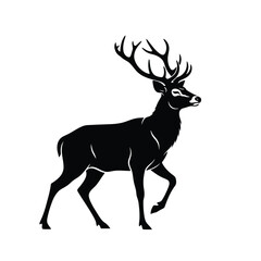 Fototapeta premium Vector art of majestic deer with large antlers standing isolated on white background