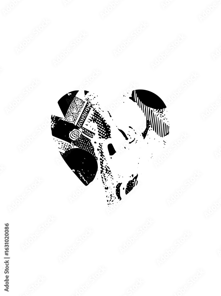 Poster vector abstract face portrait with geometric shapes and halftone .