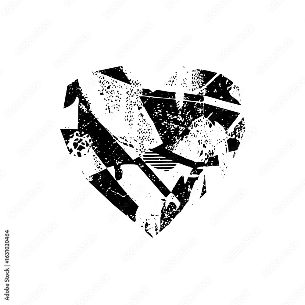 Poster vector fragmented heart with bold typographic .