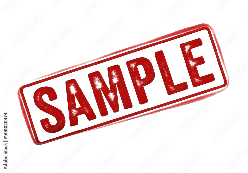 Poster red sample stamp text isolated on transparent background