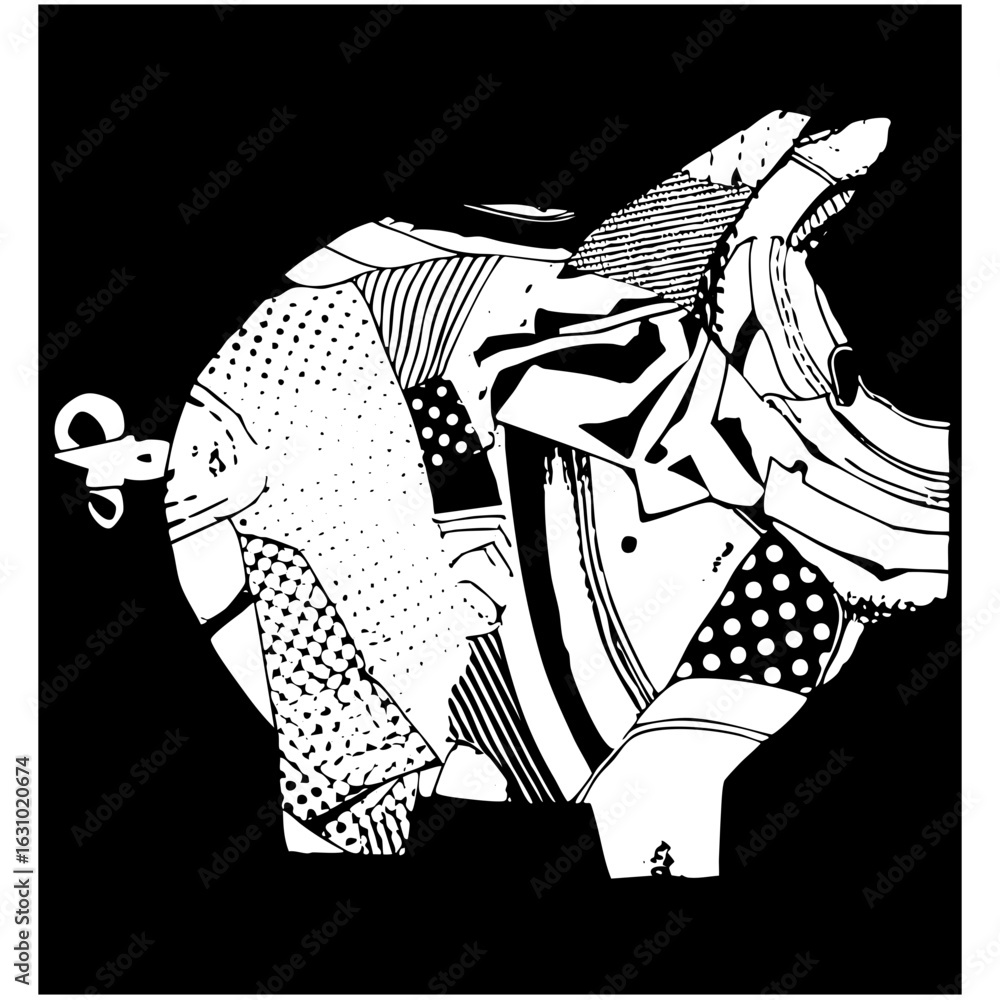 Poster vector geometric elephant with patterned textures.